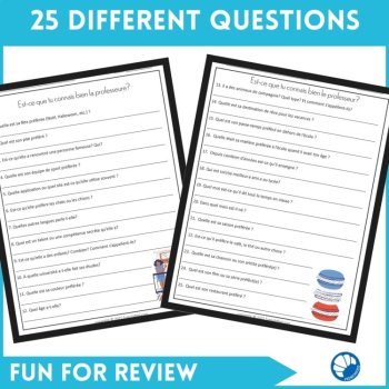 French end of the year activity How well do you know your teacher French fun, image 4