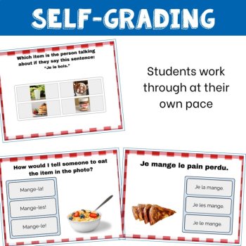 French Direct Object Cards | Le, La, Les Boom Cards Grammar Practice, image 4