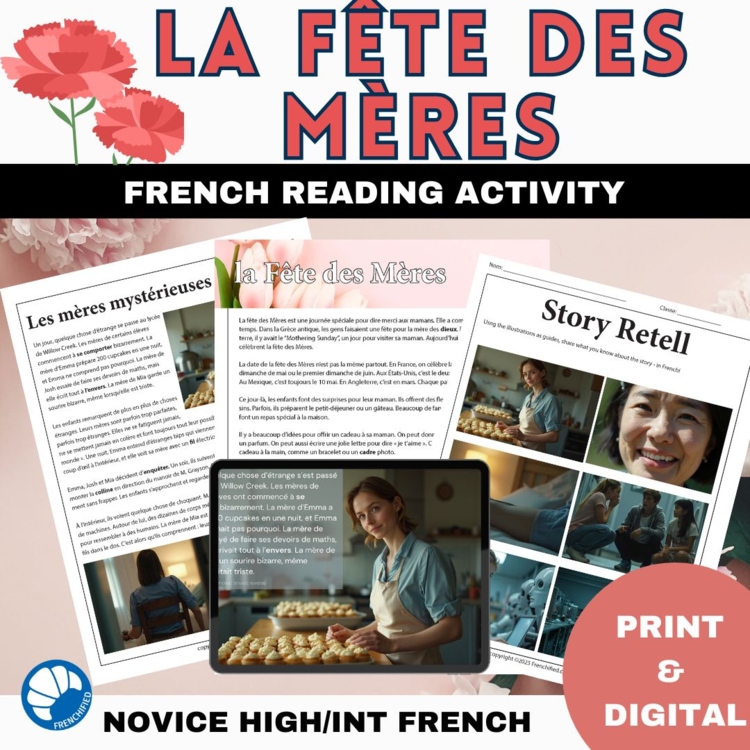 French Mother's Day Reading Comprehension Story Present Past Tense Fête des mère