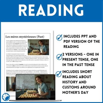 French Mother's Day Reading Comprehension Story Present Past Tense Fête des mère, image 3