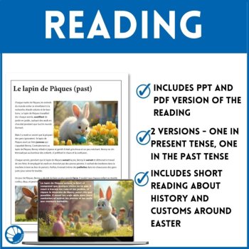 Lapin de Paques Easter Bunny Reading Comprehension French Story Past Present, image 3