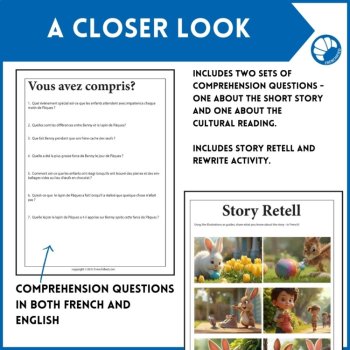 Lapin de Paques Easter Bunny Reading Comprehension French Story Past Present, image 4