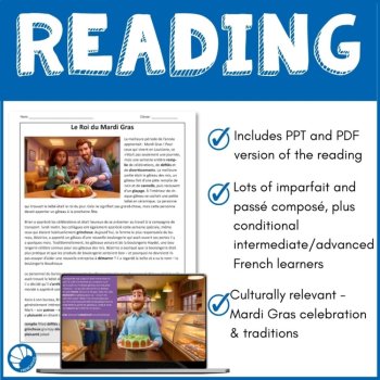 French reading comprehension Mardi Gras activities Fat Tuesday worksheets, image 3