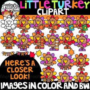 Cute Turkey Clipart {Little Turkey Clipart}, image 2