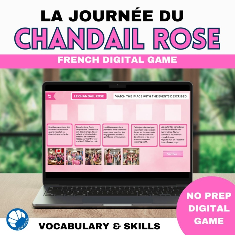 French Pink Shirt Day activity journée du chandail rose escape game