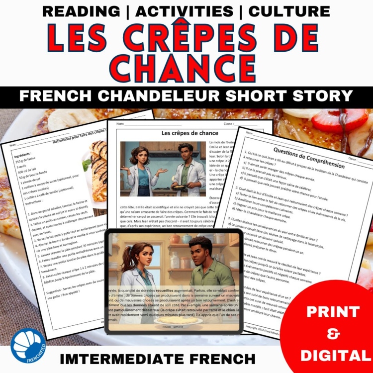 Intermediate/advanced French reading about Chandeleur Les crêpes de chance