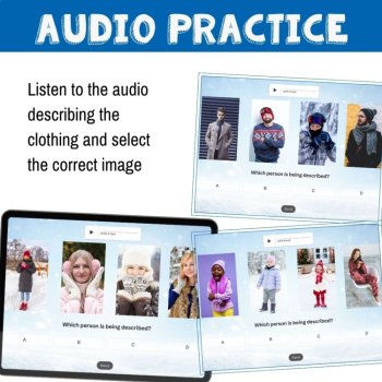 French Winter Clothing Vocabulary Boom Cards | Audio Practice, image 3