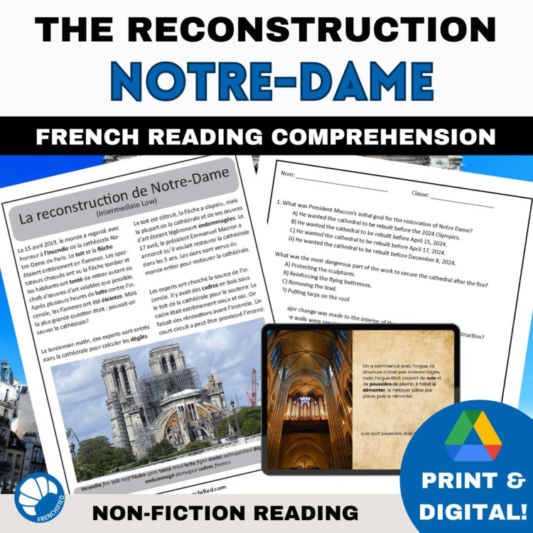 French Reading Comprehension High School | Notre Dame Cathedral Reconstruction