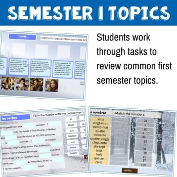 French 1 Semester 1 Review Game | Self-Grading Snowman Activity, image 3