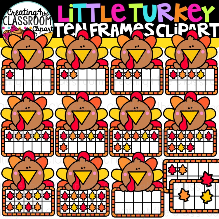 Turkey Ten frames Clipart {Turkey, Math Clip art}