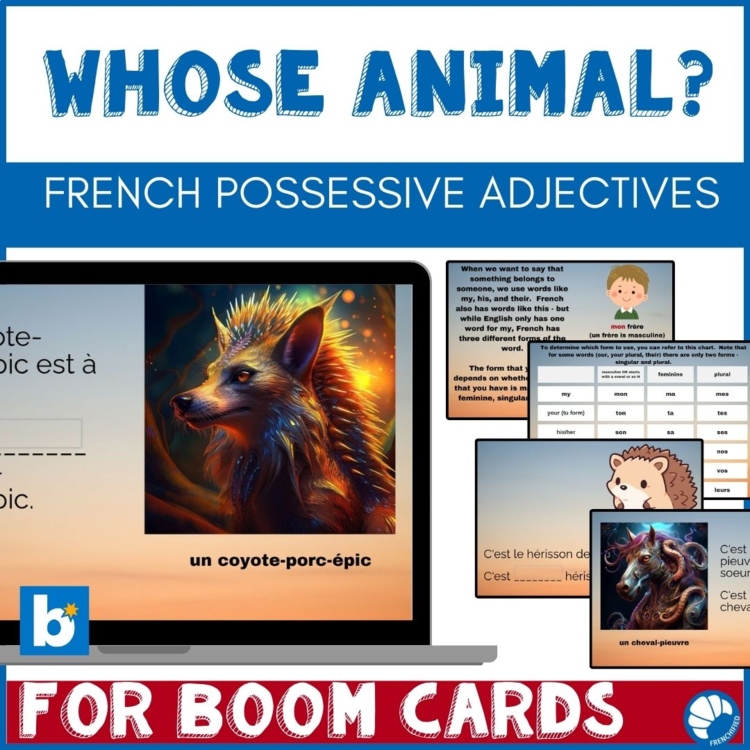French Grammar Boom Cards Possessive Adjectives Mon Ma Mes Activity