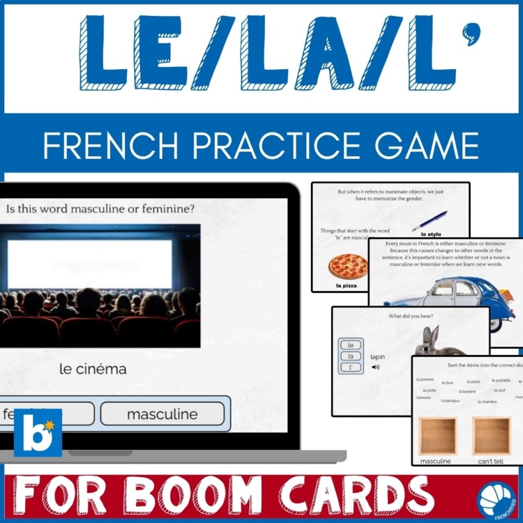 French grammar masculine or feminine le/la/l' lesson - Boom™ Cards