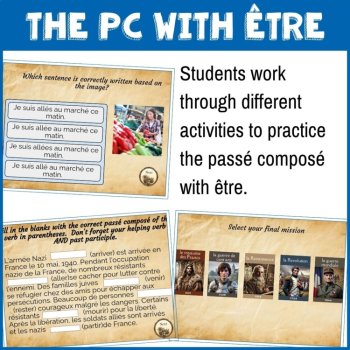 Passe Compose with Etre Game | French Boom Cards Practice, image 2