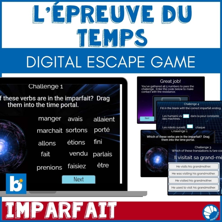 French Imperfect Tense Digital Escape Room for Boom Cards Review Game Imparfait