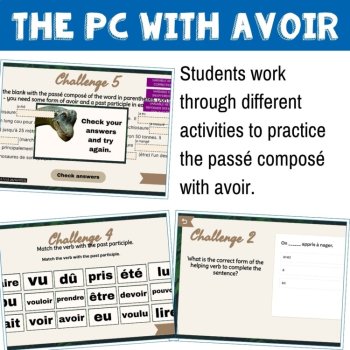 French Passe Compose Game with Avoir Dinosaur Digital Escape No Prep, image 2
