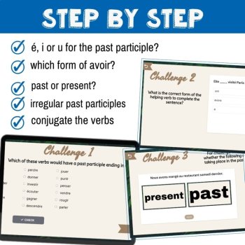 French Passe Compose Game with Avoir Dinosaur Digital Escape No Prep, image 3