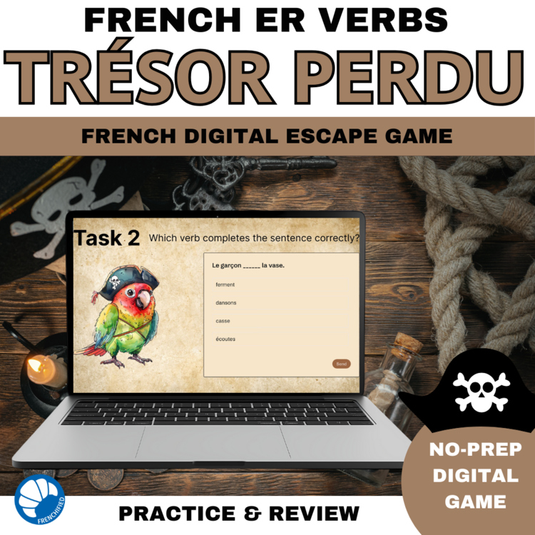 French ER verb game digital escape room conjugating ER verbs in French