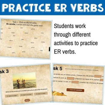 French ER verb game digital escape room conjugating ER verbs in French, image 2