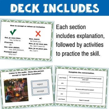 Beginner French Invitations Boom Cards for Making, Accepting, and Declining, image 3