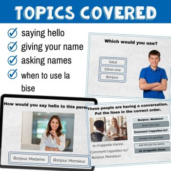 French greetings and introductions vocabulary digital lesson Je me presente, image 2