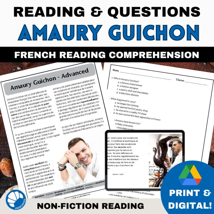 French reading comprehension Amaury Guichon chocolate French social media