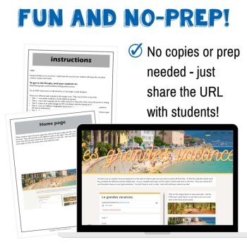 French summer vocabulary end of year activity digital escape game, image 4