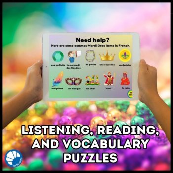 Mardi Gras French vocab escape room digital game for Fat Tuesday Boom cards, image 4