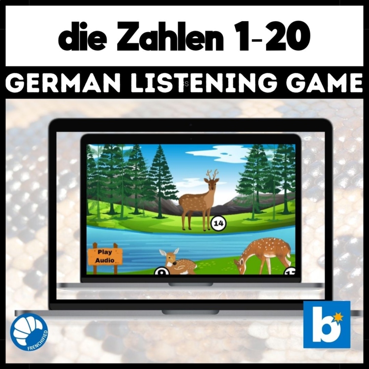 German numbers die Zahlen 1-20 listening digital practice activity Boom cards