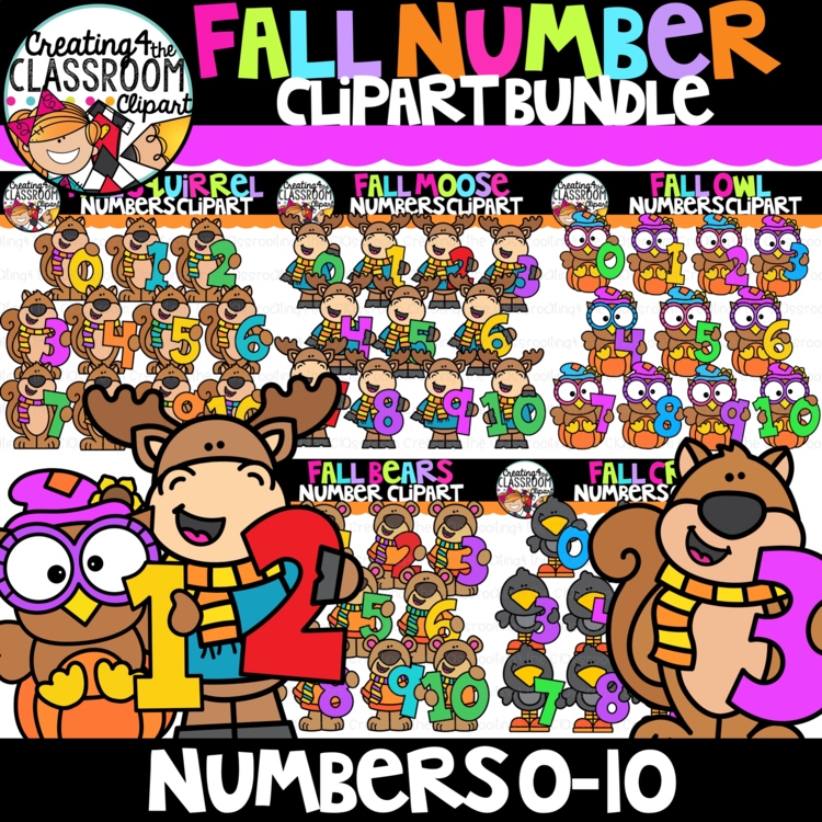 Fall Number Clipart Bundle {Number Clipart}