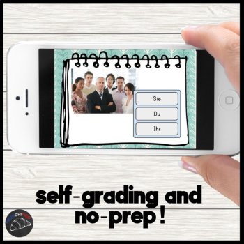 Beginning German activites subject Pronouns du ihr Sie digital practice game, image 2