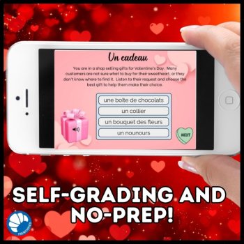 French Valentines Day vocabulary digital game la Saint Valentin escape room, image 2