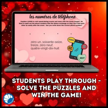 French Valentines Day vocabulary digital game la Saint Valentin escape room, image 3