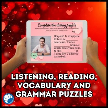 French Valentines Day vocabulary digital game la Saint Valentin escape room, image 4