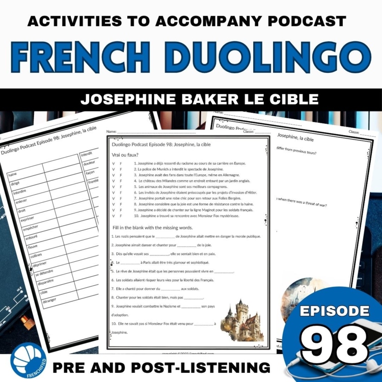 Duolingo French Podcast listening activities Episode 98 Josephine Baker le cible