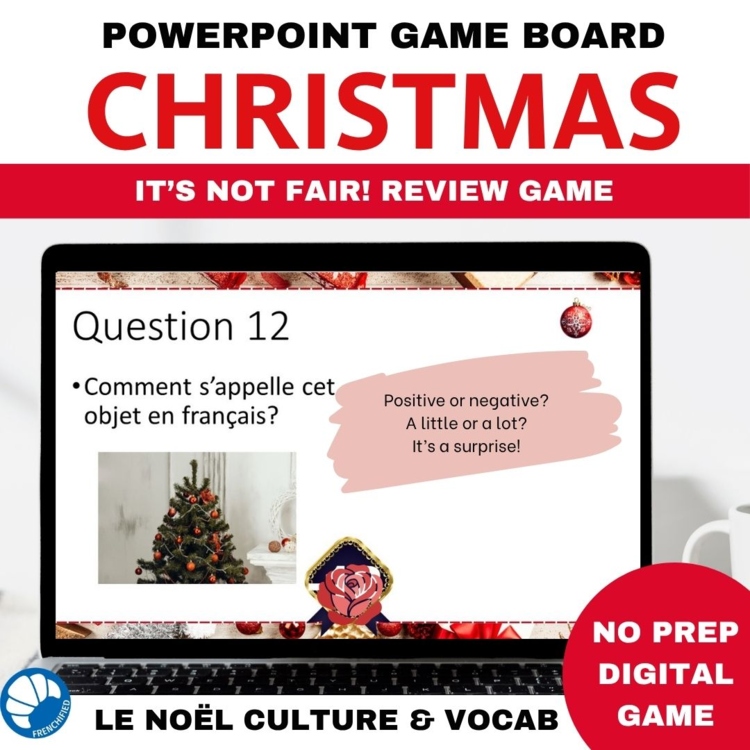 No-prep French Christmas Activity Noël It's not Fair Game winter activity