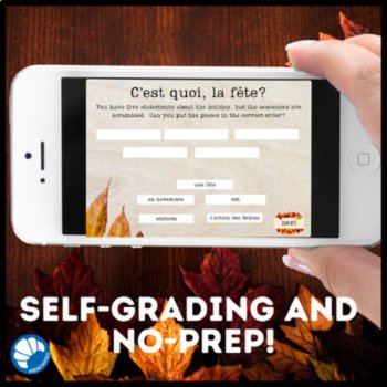 Action de Grace French Thanksgiving activities escape game Boom cards, image 2