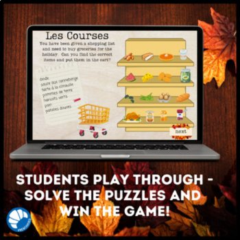 Action de Grace French Thanksgiving activities escape game Boom cards, image 3