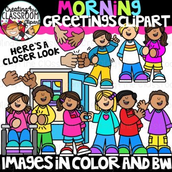 Morning Greeting Kids Clipart {Back to School Clipart}, image 2