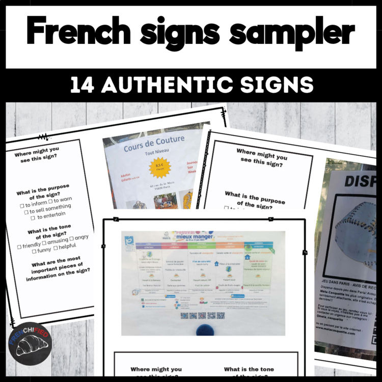 French culture 14 authentic resource signs from France FREE printables