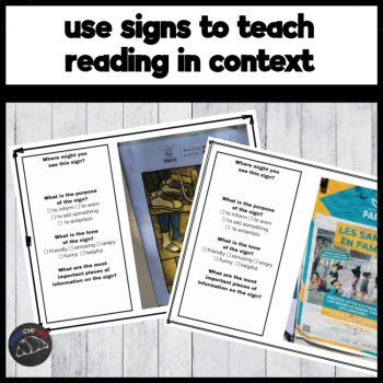 100 French Signs | Reading Comprehension & French Culture Activities, image 2