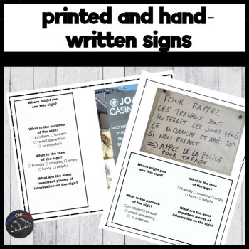 100 Authentic French Signs | French Reading Comprehension & Culture Activity, image 3
