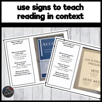 French Reading Comprehension Practice | Reading Signs | 100 Authentic Texts, image 2