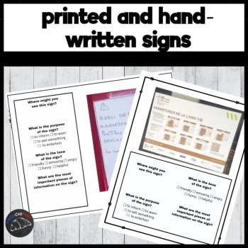 French Reading Comprehension Practice | Reading Signs | 100 Authentic Texts, image 3