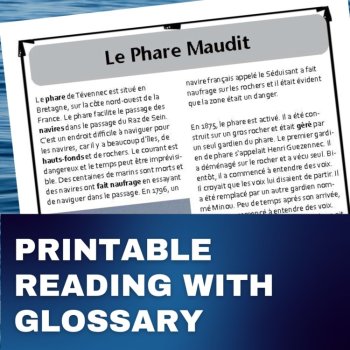 Intermediate French reading comprehension activity & questions Cursed Lighthouse, image 2