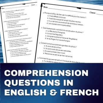 Intermediate French reading comprehension activity & questions Cursed Lighthouse, image 3