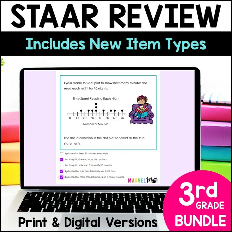 3rd Grade STAAR Review Math TEKS Tests - Digital Google Forms and Printable