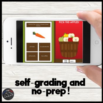 Christmas words in Spanish la Navidad self-grading digital practice game, image 2