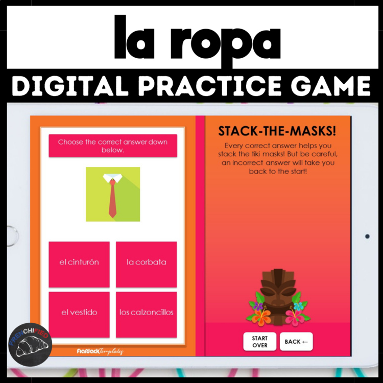 Clothing in Spanish practice game la ropa Beginning Spanish clothing vocabulary