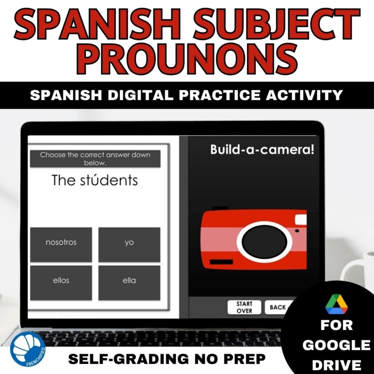 Subject pronouns in Spanish digital practice game Spanish pronouns