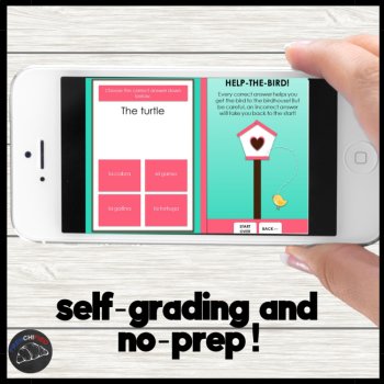 Spanish animals vocabulary activity digital practice game self-grading no prep, image 2